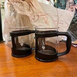 Bialetti Beaker Glass Coffee Espresso Cups Mugs Small Retro Black Snap 3.5”